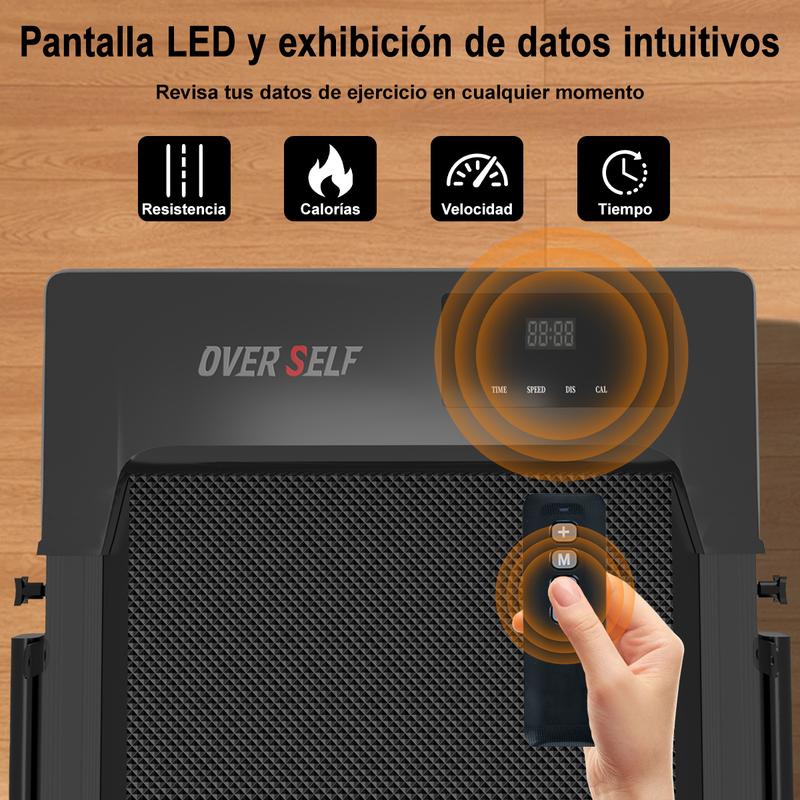 OVERSELF Caminadora Trotadora Eléctrica, Multi-velocidad, Quema Calorías Rápido, Diseño Plegable Compacto, Silenciosa, Carga 136 kg, Entrena en Casa/Oficina, Equipamiento deportivo interior y exterior