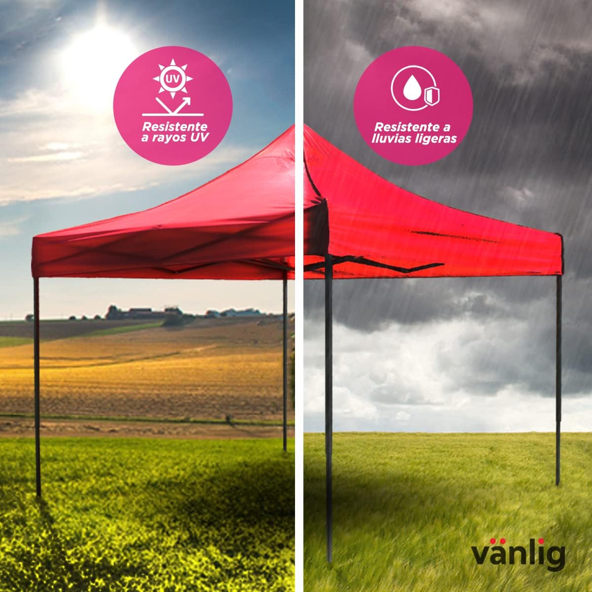 VANLIG | Carpa Toldo Plegable 3x3m | Impermeable, Reforzado y Resistente | Fácil de Armar | Protección Solar UV | Ideal para Jardín, Eventos y Exterior | Color Azul