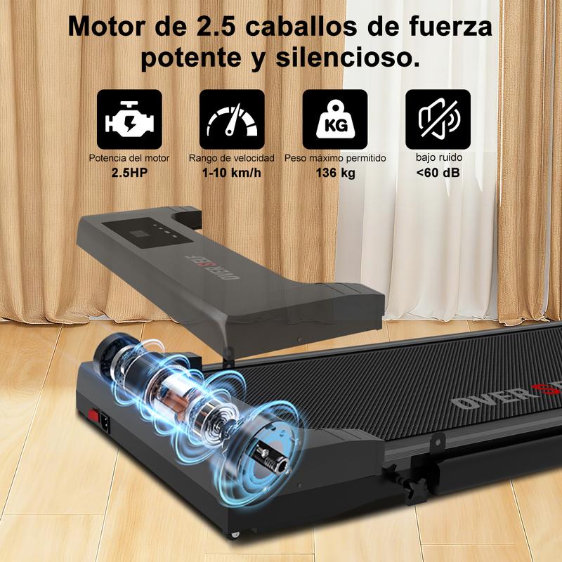 OVERSELF Caminadora Trotadora Eléctrica, Multi-velocidad, Quema Calorías Rápido, Diseño Plegable Compacto, Silenciosa, Carga 136 kg, Entrena en Casa/Oficina, Equipamiento deportivo interior y exterior