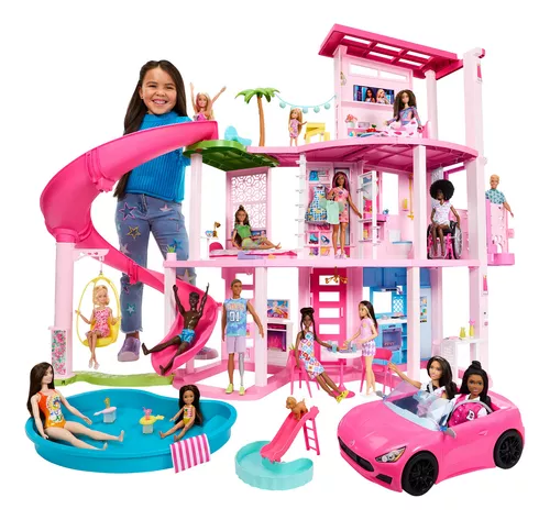 Casa de Muñecas Barbie Nueva Casa de los Sueños HMX10 color rosa con 3 pisos y más de 75 accesorios