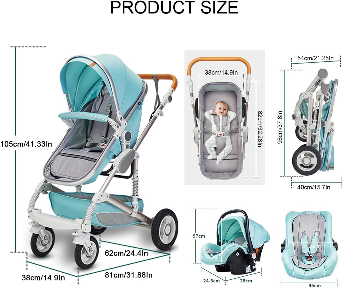 TXTC Cochecito de viaje para bebé Cochecito de bebé 3 en 1 Cochecito para recién nacido | Cuna móvil Cochecito ligero, cuatro ruedas de goma, cochecito estándar portátil (color: marrón) -----Toallitas bucales para bebé
