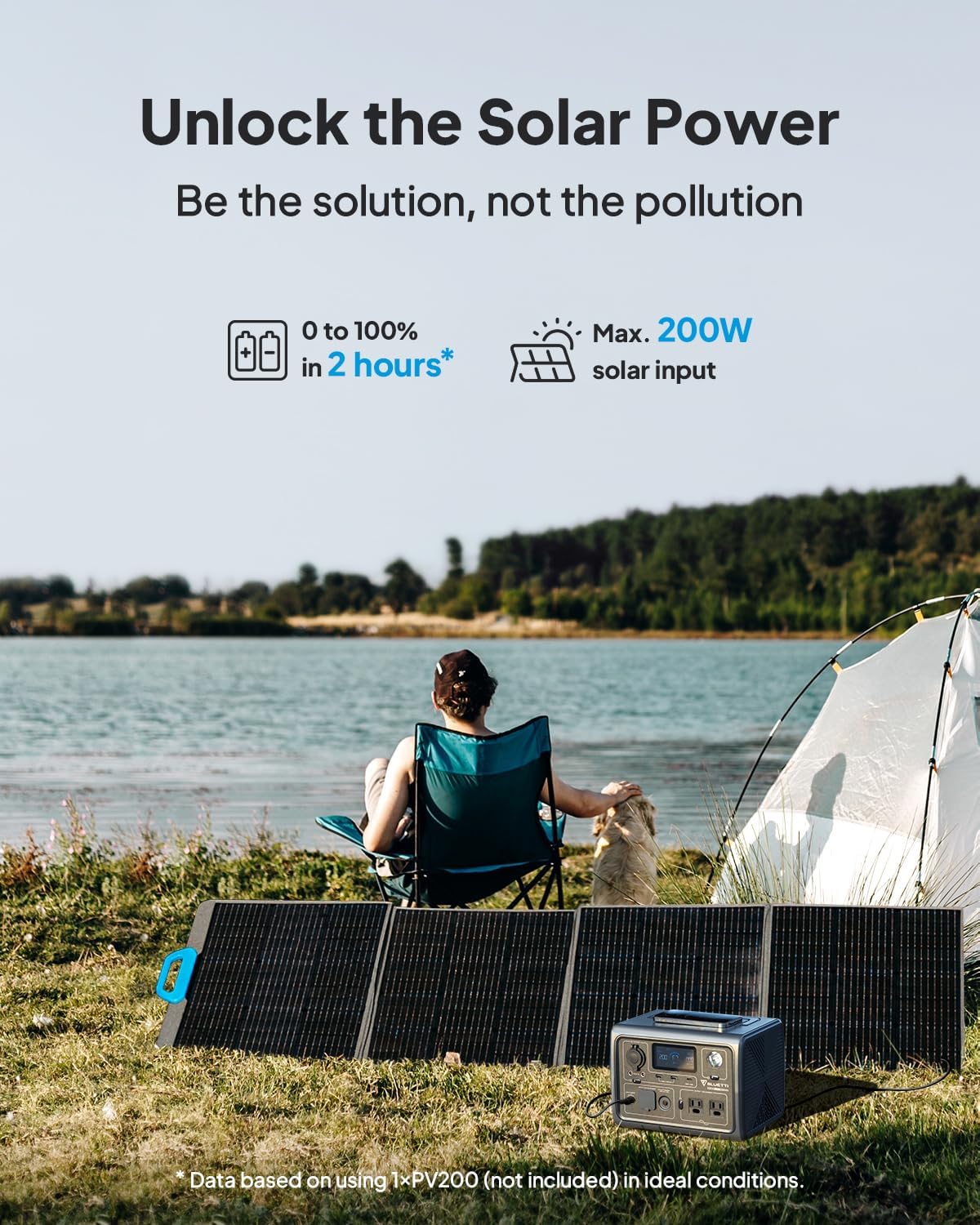 BLUETTI Solar Generator EB3A, 268Wh LiFePO4 Battery Backup w/ 2 600W (1200W Surge) AC Outlets, Recharge from 0-80% in 30 Min., LFP Backup for Outdoor Camping, Trip, Power Outage