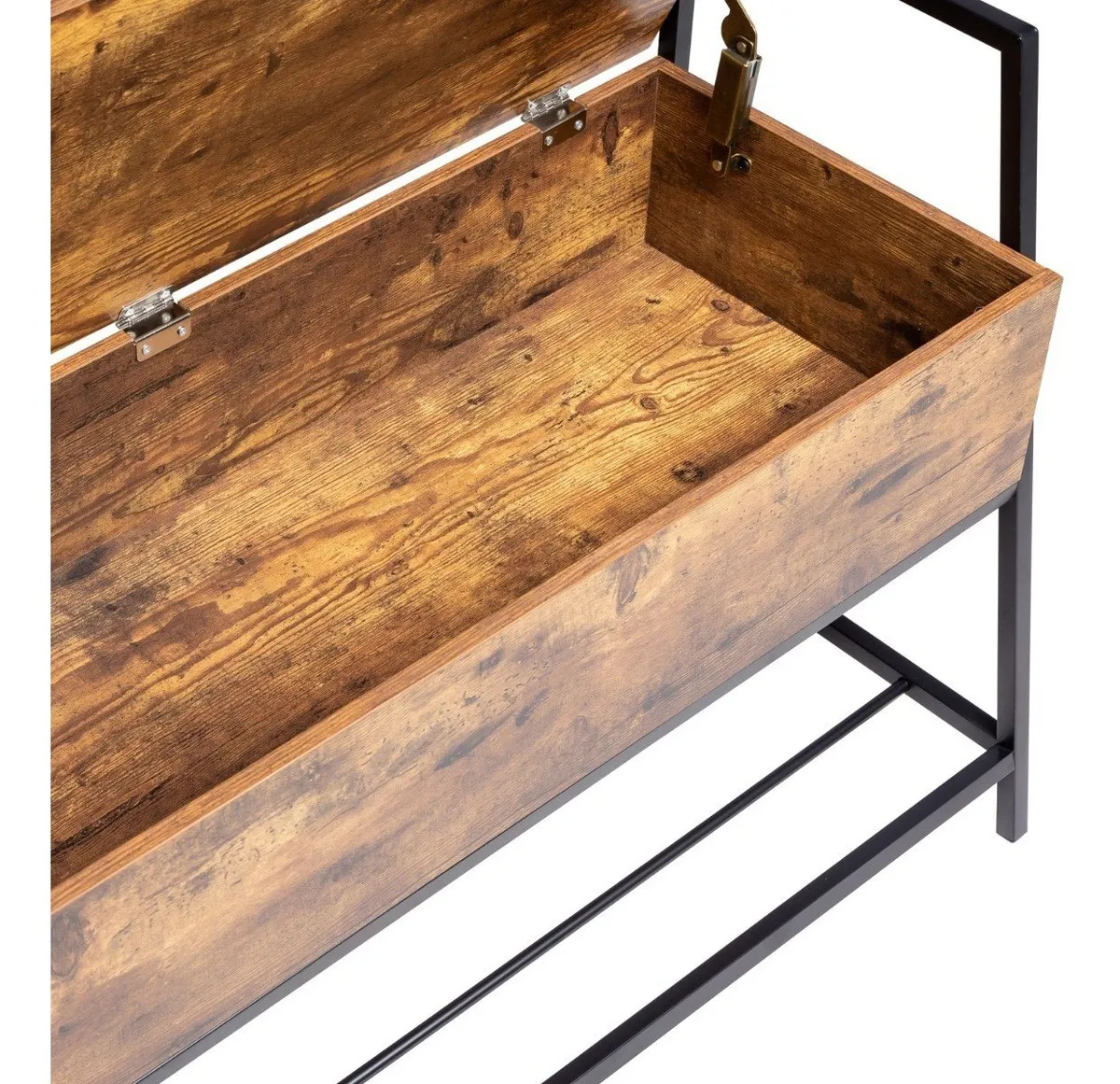 Banco De Zapatos Con Caja De Almacenamiento Abatible Color Marrón