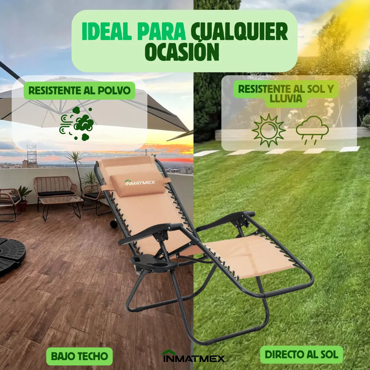 Silla Plegable Para Jardin Inmatmex 2 Piezas Playa