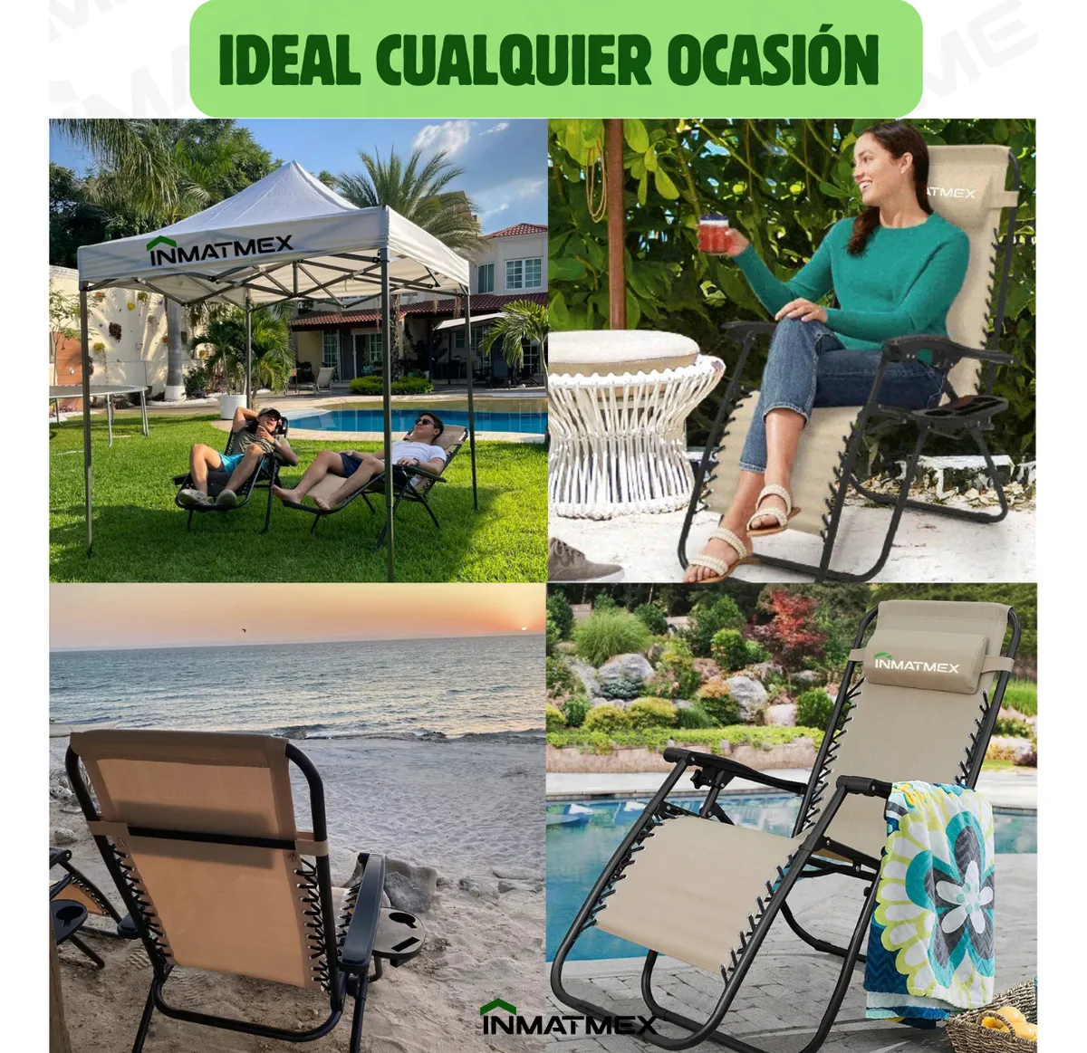 Silla Plegable Para Jardin Inmatmex 2 Piezas Playa