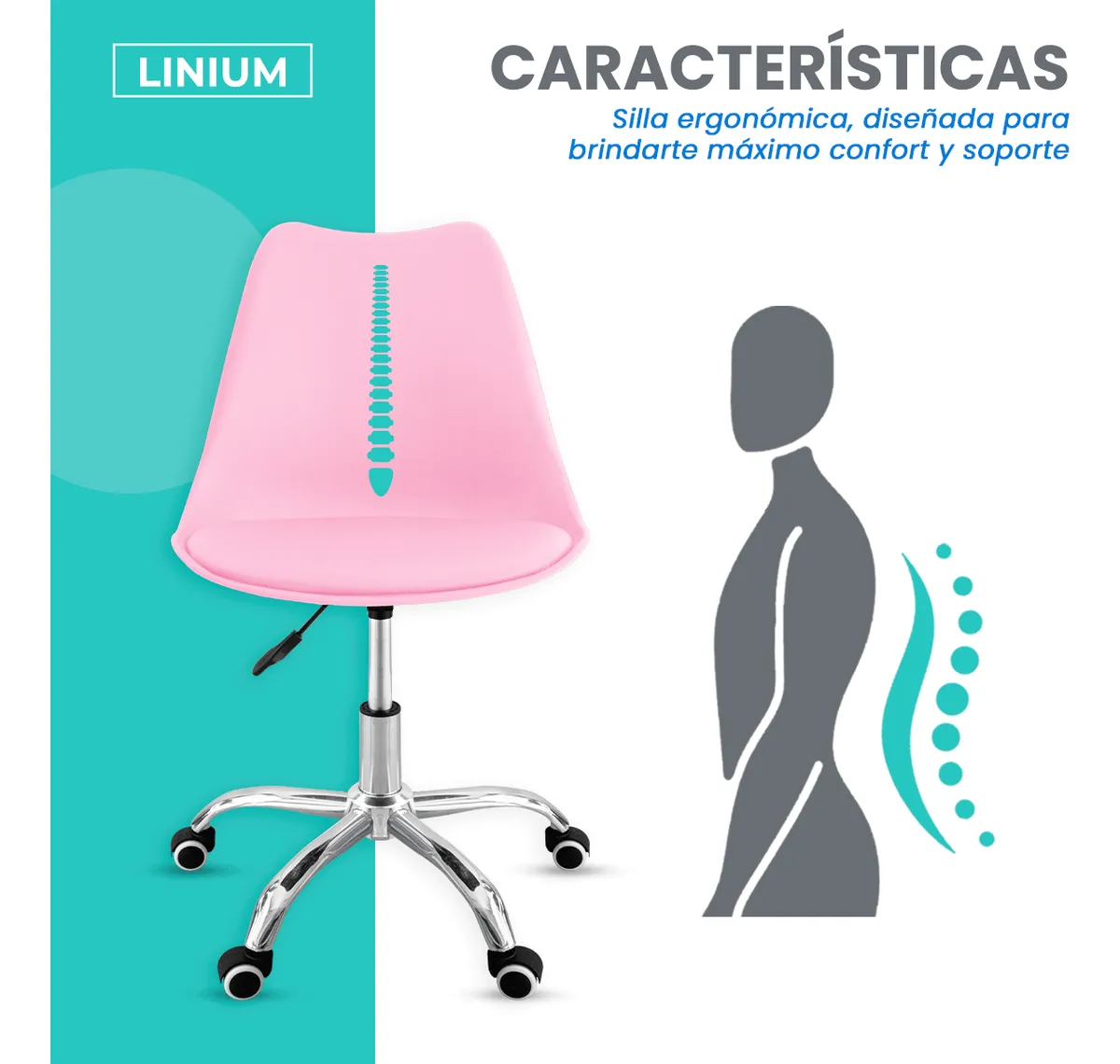 Silla Oficina Salon Estetica Escritorio Tulip Sala Junta 4pz Rosa Asiento Acolchonado Tapizado Vinipiel
