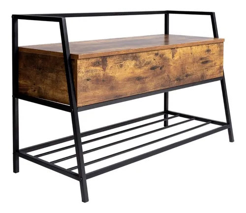 Banco De Zapatos Con Caja De Almacenamiento Abatible Color Marrón