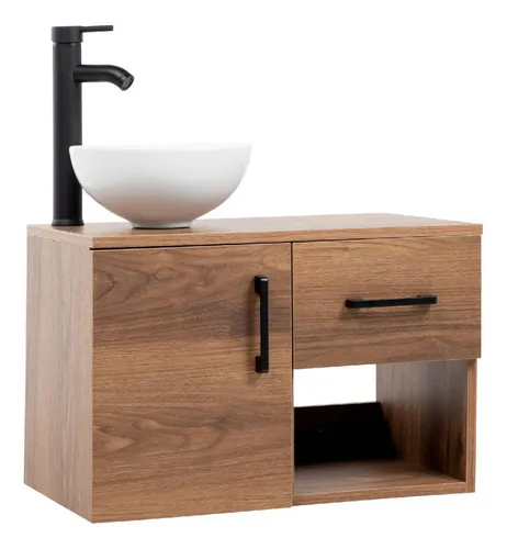 Mueble Kit Para Baño Gabinete Organizador Con Monomando Lavabo Color Madera Kingshouse