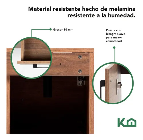 Mueble Kit Para Baño Gabinete Organizador Con Monomando Lavabo Color Madera Kingshouse