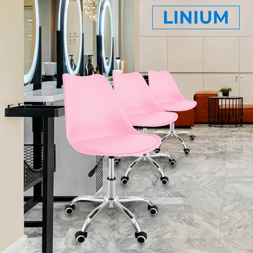 Silla Oficina Salon Estetica Escritorio Tulip Sala Junta 4pz Rosa Asiento Acolchonado Tapizado Vinipiel