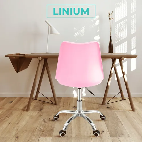 Silla Oficina Salon Estetica Escritorio Tulip Sala Junta 4pz Rosa Asiento Acolchonado Tapizado Vinipiel