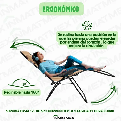 Silla Plegable Para Jardin Inmatmex 2 Piezas Playa