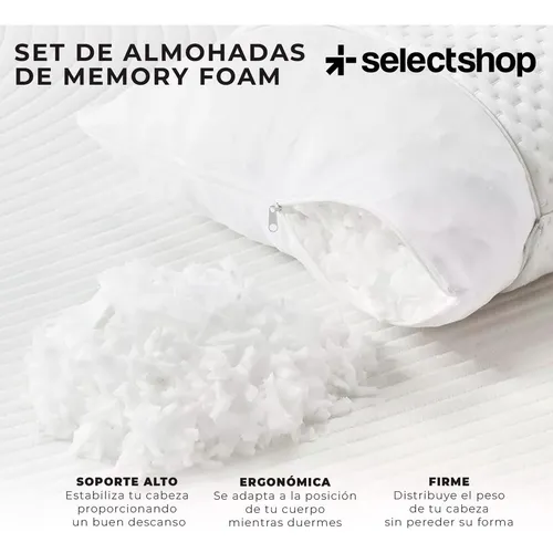 Set De 4 Almohadas Memory Foam Gel Cómoda Suave Ajustable