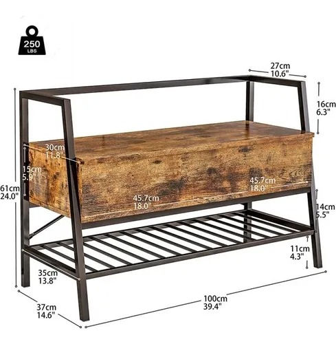 Banco De Zapatos Con Caja De Almacenamiento Abatible Color Marrón