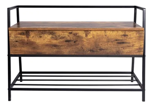 Banco De Zapatos Con Caja De Almacenamiento Abatible Color Marrón