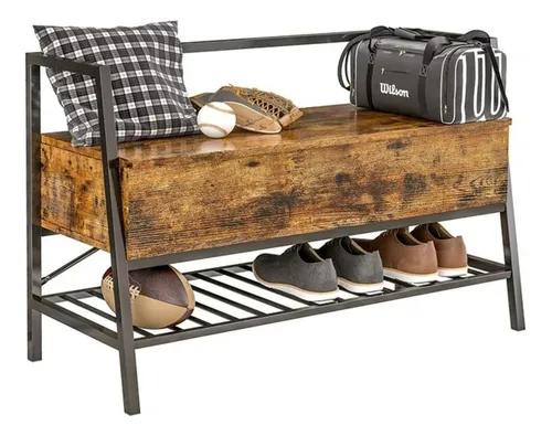 Banco De Zapatos Con Caja De Almacenamiento Abatible Color Marrón