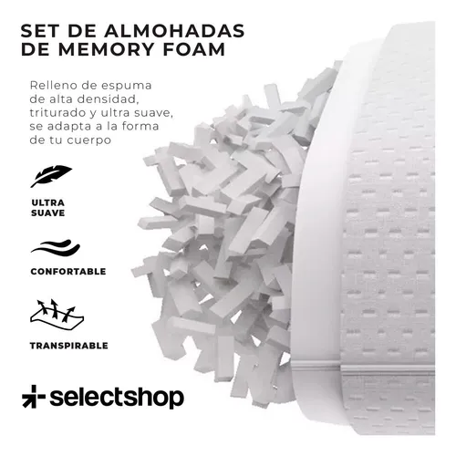 Set De 4 Almohadas Memory Foam Gel Cómoda Suave Ajustable