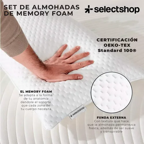 Set De 4 Almohadas Memory Foam Gel Cómoda Suave Ajustable