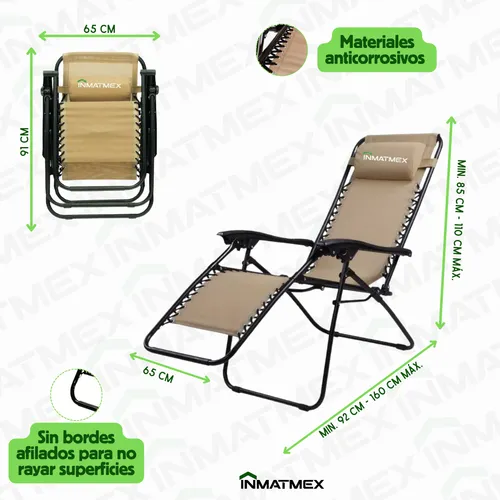 Silla Plegable Para Jardin Inmatmex 2 Piezas Playa