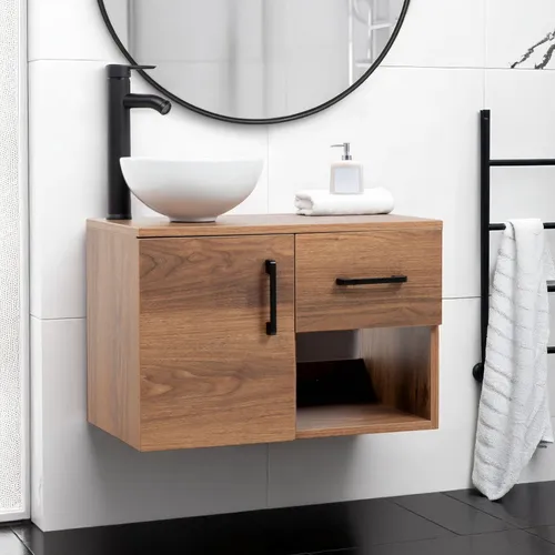 Mueble Kit Para Baño Gabinete Organizador Con Monomando Lavabo Color Madera Kingshouse
