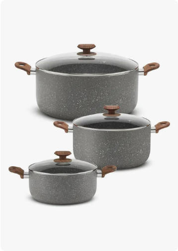 Juego De 3 Ollas Stone 360° Lamex De 24-28-34 Cm Y 3.2 Mm Color Gris