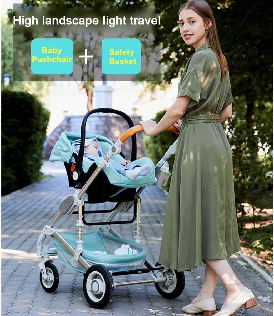 TXTC Cochecito de viaje para bebé Cochecito de bebé 3 en 1 Cochecito para recién nacido | Cuna móvil Cochecito ligero, cuatro ruedas de goma, cochecito estándar portátil (color: marrón) -----Toallitas bucales para bebé