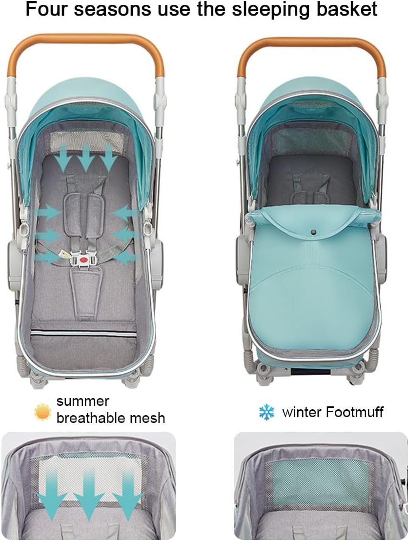 TXTC Cochecito de viaje para bebé Cochecito de bebé 3 en 1 Cochecito para recién nacido | Cuna móvil Cochecito ligero, cuatro ruedas de goma, cochecito estándar portátil (color: marrón) -----Toallitas bucales para bebé