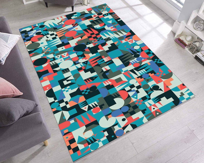Abstract Camouflage Rug – Washable Modern Art Print Area Carpet