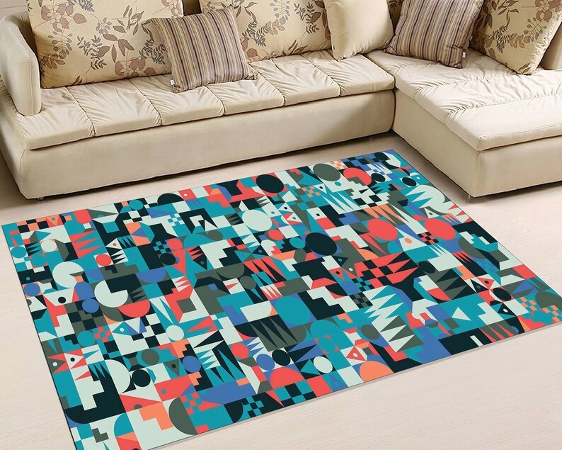 Abstract Camouflage Rug – Washable Modern Art Print Area Carpet