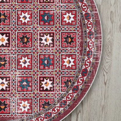 Aqua turquoise oriental round rug for a rustic, vintage bohemian vibe