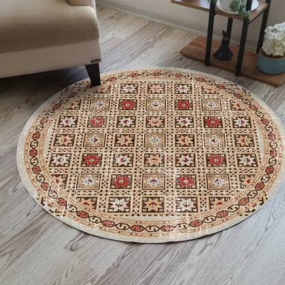 Aqua turquoise oriental round rug for a rustic, vintage bohemian vibe
