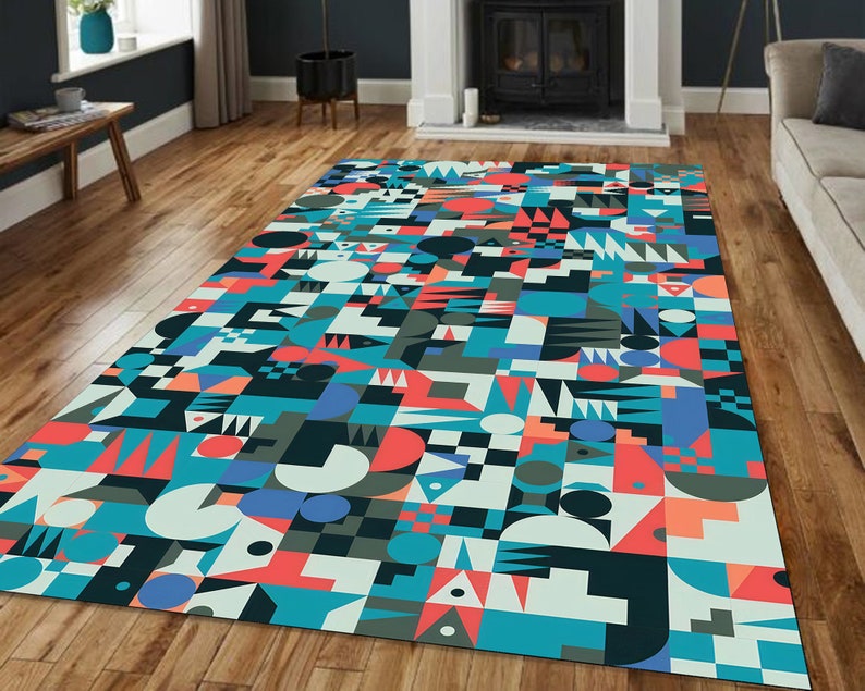 Abstract Camouflage Rug – Washable Modern Art Print Area Carpet