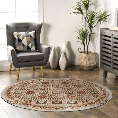 Aqua turquoise oriental round rug for a rustic, vintage bohemian vibe