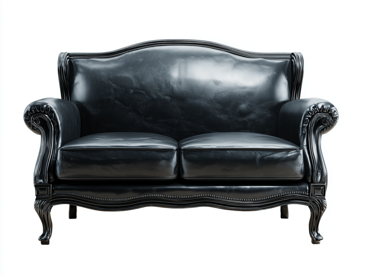 Sofá 2 plazas cuero genuino 150×92×96 cm – negro – diseño clásico