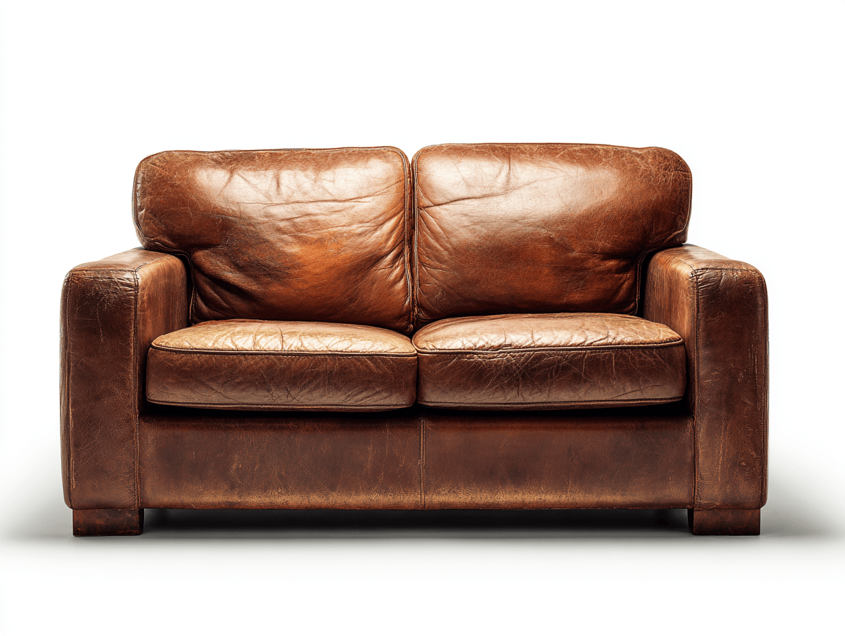 Sofá de cuero 2 plazas 160×90×88 cm – marrón – diseño clásico