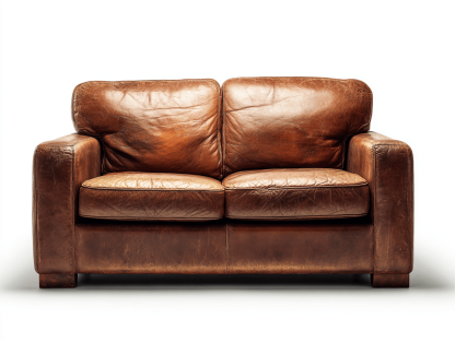 Sofá de cuero 2 plazas 160×90×88 cm – marrón – diseño clásico