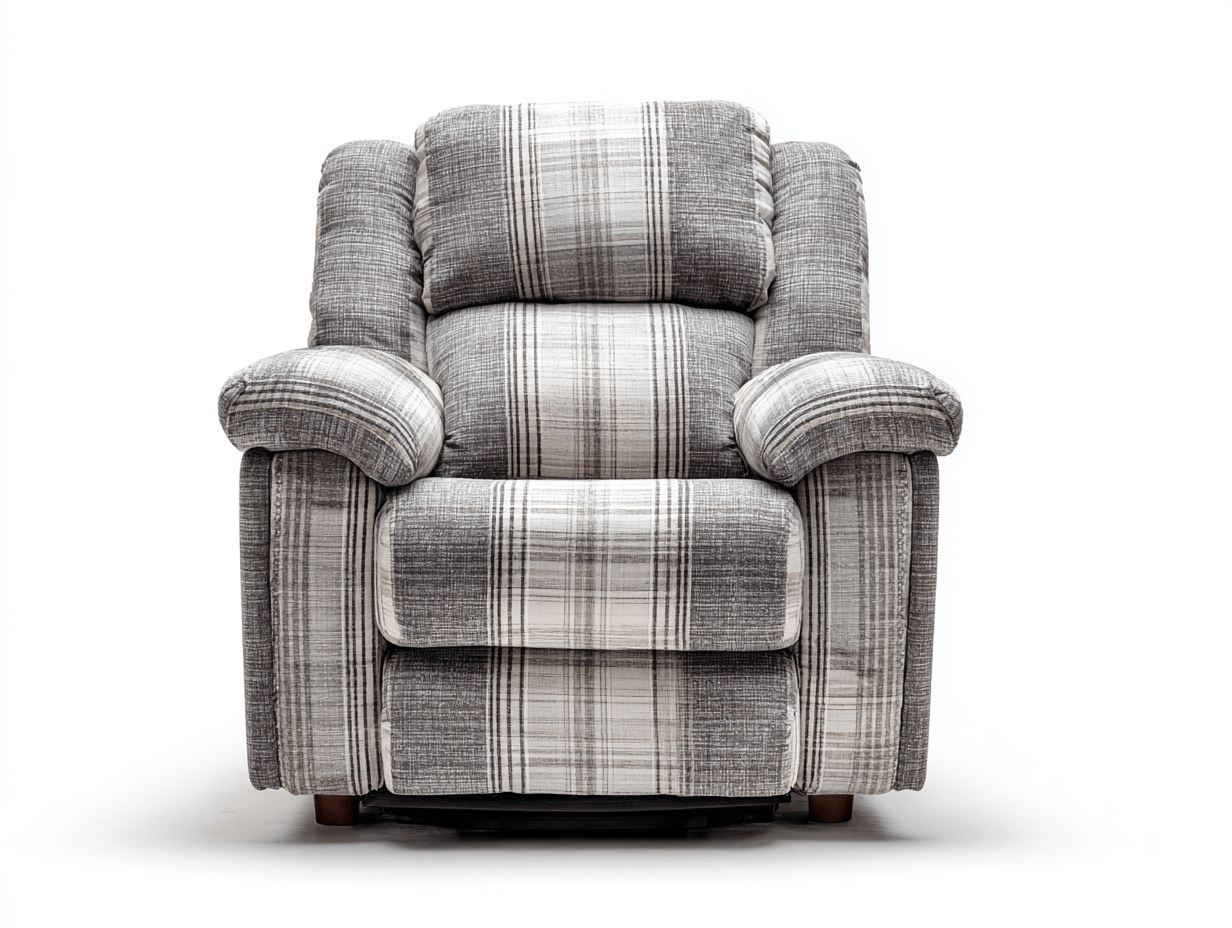 Sillón relax tapizado 103×100×104 cm – gris/beige – reclinable con estampado a rayas