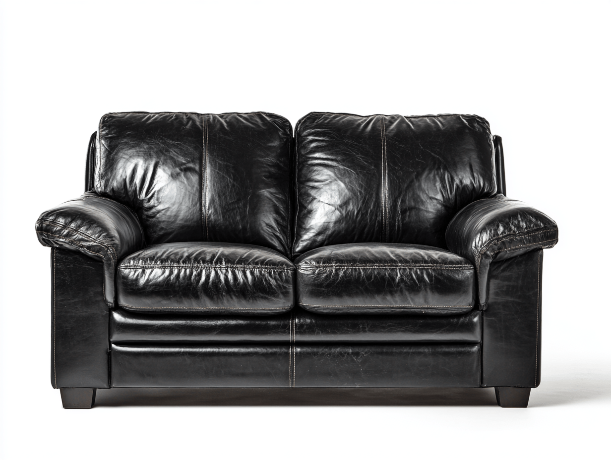 Sofá de cuero genuino 2 plazas 170×90×92 cm – negro – estilo contemporáneo