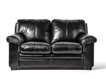 Sofá de cuero genuino 2 plazas 170×90×92 cm – negro – estilo contemporáneo