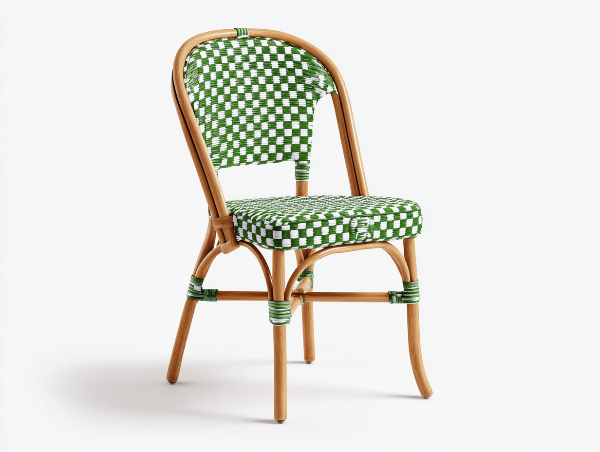 Silla de comedor de jardín ratán sintético – verde – estilo bistró francés