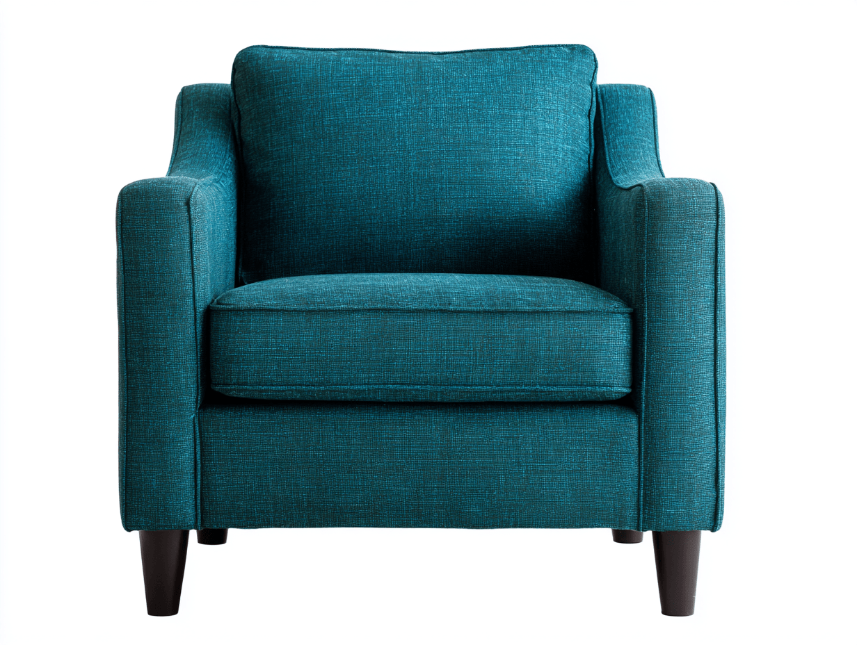 Sillón de tela 84×88×90 cm – verde azulado oscuro – tapizado textil con reposabrazos rectos y patas de madera