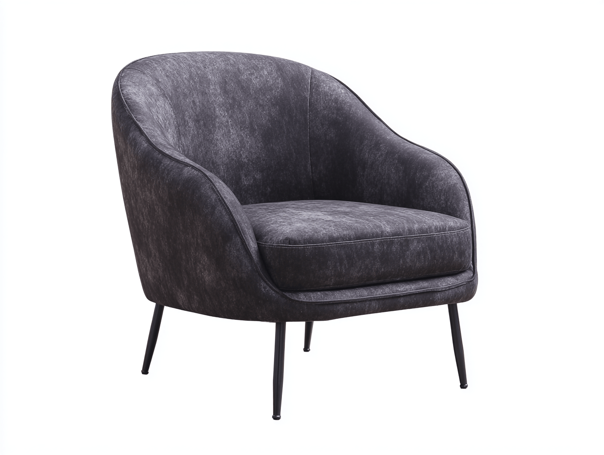 Sillón de tela 75×80×85 cm – gris oscuro – estilo moderno con patas metálicas