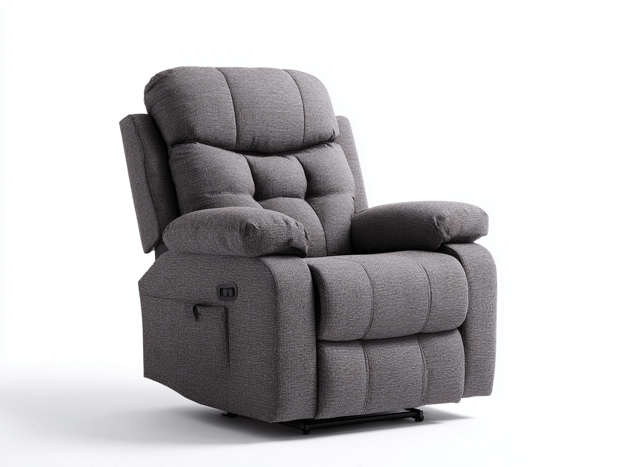 Sillón relax de tela 104×100×106 cm – gris – reclinable con función elevadora