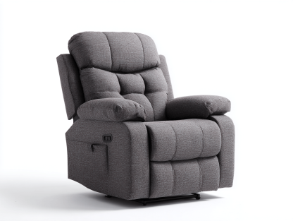 Sillón relax de tela 104×100×106 cm – gris – reclinable con función elevadora
