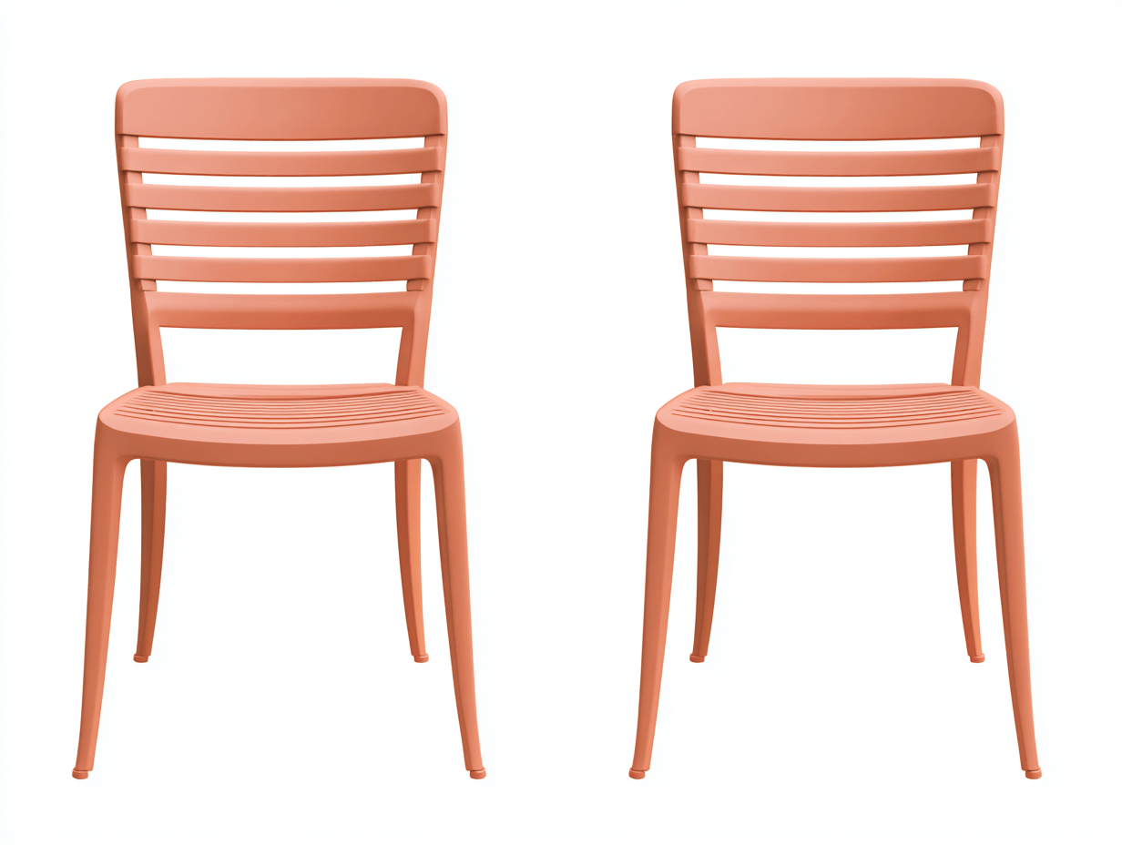 Juego de 2 sillas de jardín – rosa – plásticas con respaldo de lamas