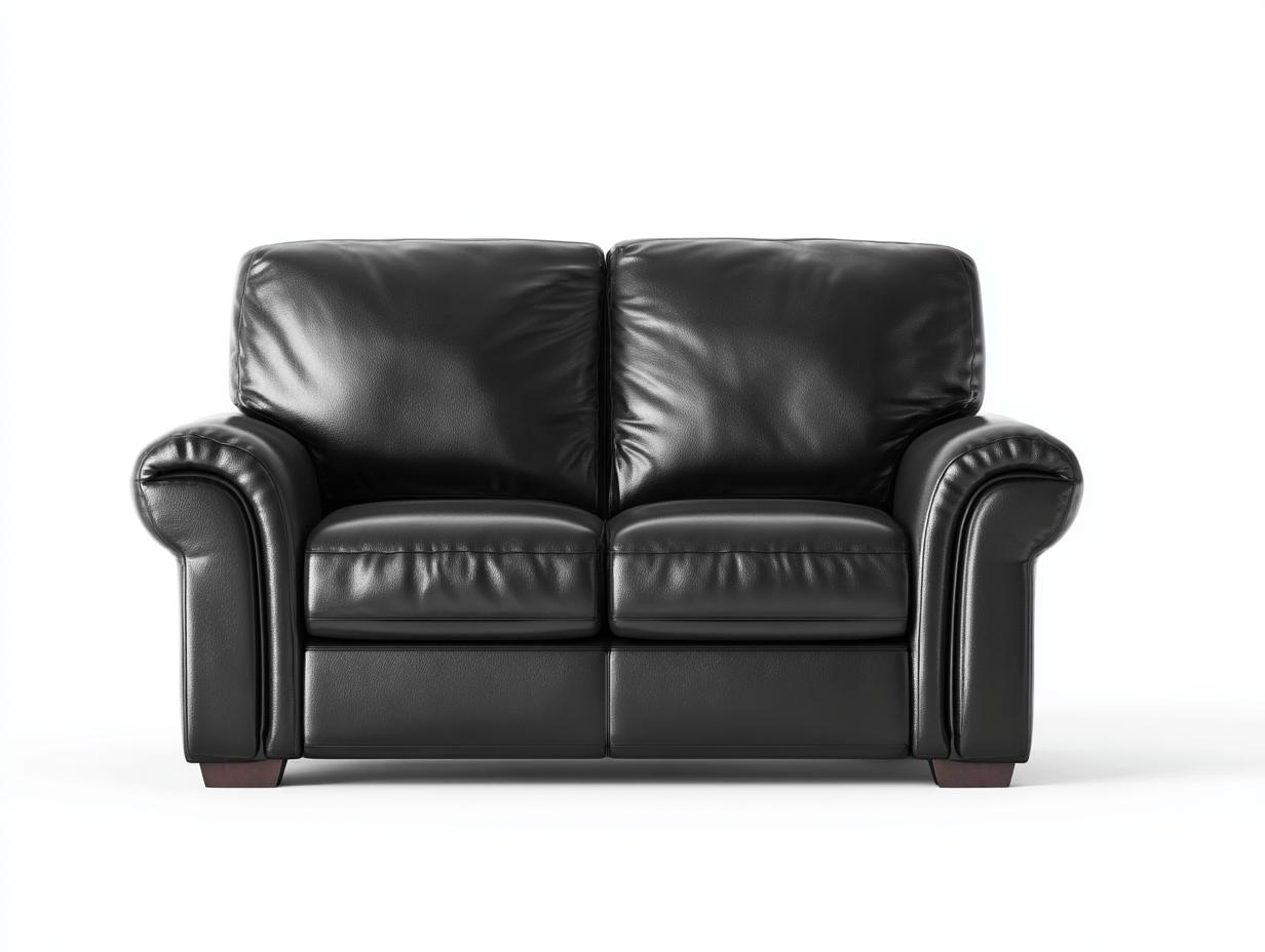 Sofá de cuero genuino 2 plazas 168×88×90 cm – negro – diseño moderno