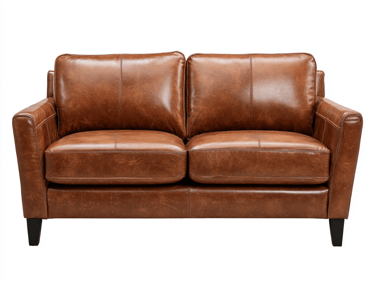 Sofá de cuero genuino 2 plazas 164×86×90 cm – marrón – diseño moderno