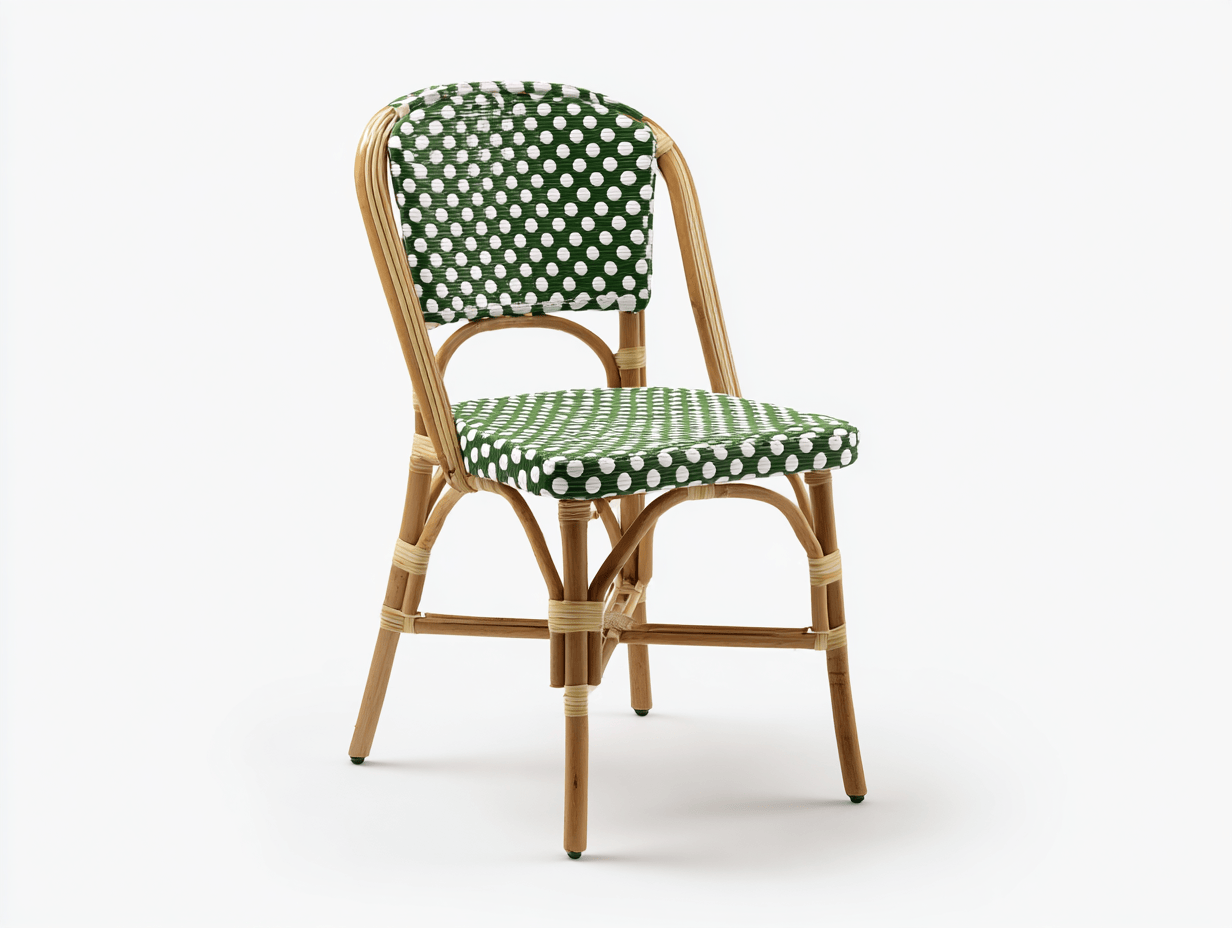 Silla de comedor de jardín ratán sintético – verde – estilo bistró francés