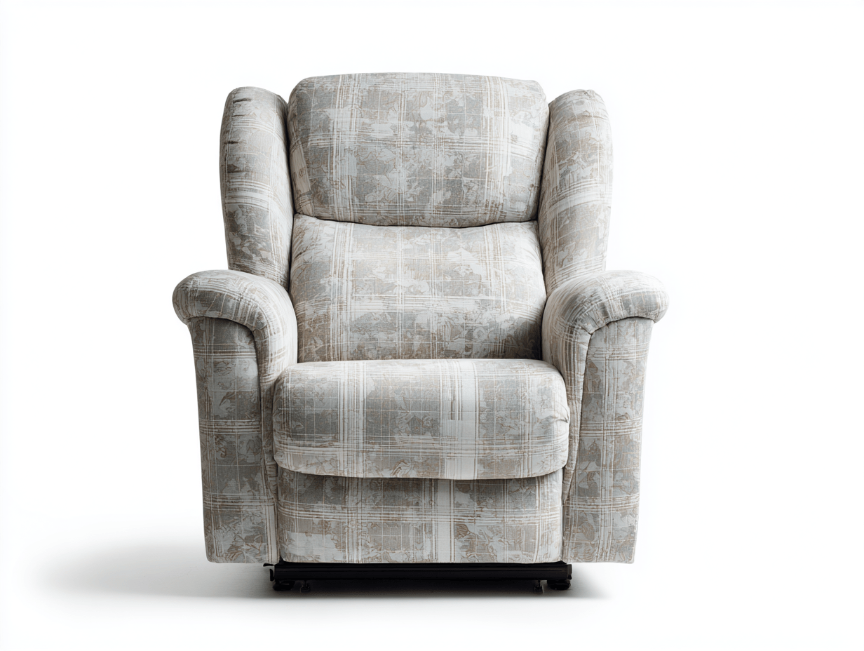 Sillón relax tapizado 100×97×103 cm – beige/gris – reclinable con estampado