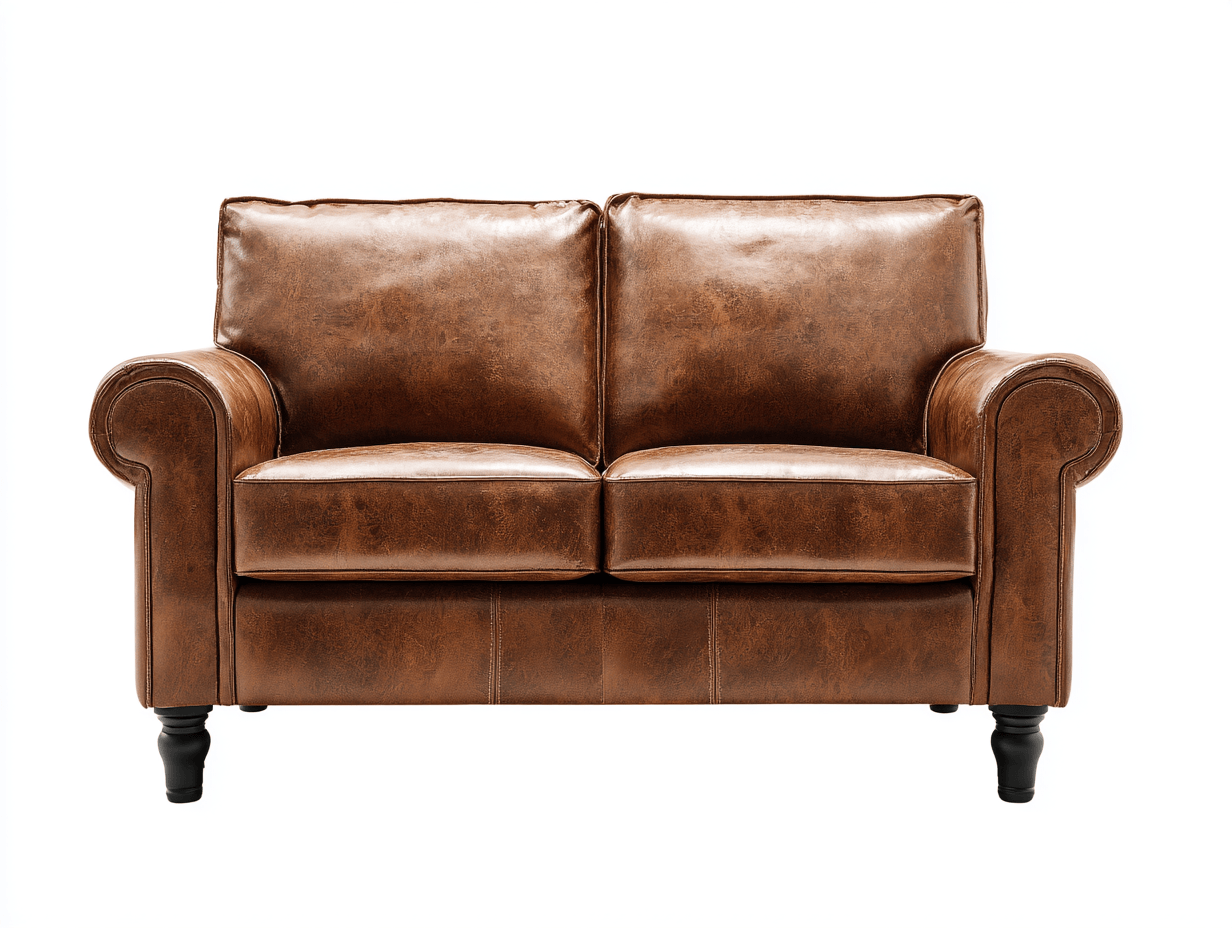 Sofá de cuero genuino 2 plazas 162×87×92 cm – marrón – estilo clásico